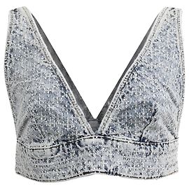 Maje Denim-Bra-Top mit Strass in hellblauem Denim Blau Hellblau