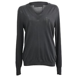 Pull V-neck en laine noire Jil Sander Noir