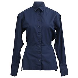 Camicia Peplum in Popeline Alaïa in Cotone Blu Navy Blu Blu navy