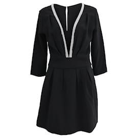 Ba&sh V-neck Mini Dress in Black Polyester Black