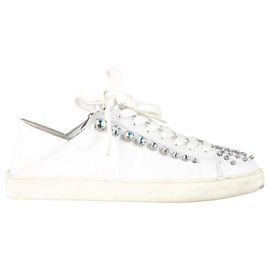 Tênis Convertíveis Goldie Shine Stuart Weitzman em Couro Branco Branco Cru