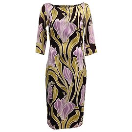 Abito Midi Boss Hugo Boss in Seta con Stampa Floreale Altro