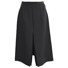 Céline Celine Front Slit Midi A-Line Skirt in Black Polyester Black
