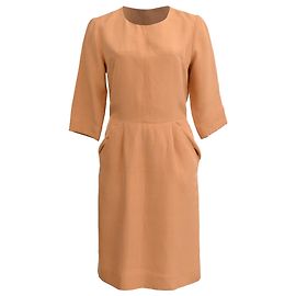 Chloé Half-Sleeved Midi Dress in Peach Silk Peach