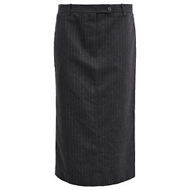 Saia midi listrada em lã cinza de Yves Saint Laurent Cinza