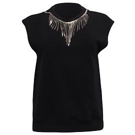 Top sin mangas con detalle de collar en algodón negro de Saint Laurent Negro