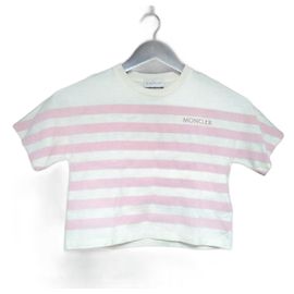 Camiseta de algodón a rayas Moncler Rosa Crudo
