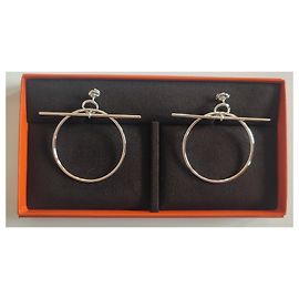 Hermès Hoops Earrings Silvery Silvery