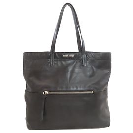 Miu Miu Black Leather Tote Bag Black