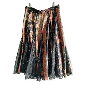 Gonna Les Petites in seta floreale nera rosa rame Nero Rosa Rame