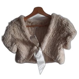 Les Petites Rabbit Fur Bolero Eggshell Eggshell