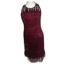 Autre Marque Robe O.K.S. en lin bordeaux taille 38 Bordeaux