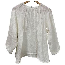 Autre Marque Anplegant Long Sleeve Back Zip Pullover Blouse White