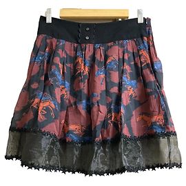 Jupe transparente imprimée cheval Coach Noir Rouge Bleu