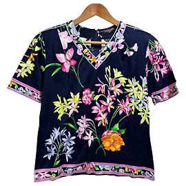 Autre Marque LEONARD FASHION Pullover mit Blumenmuster Blau Marineblau