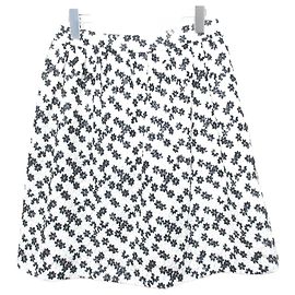 Autre Marque Jupe Flare Rene Fleur Brodée Noir Blanc