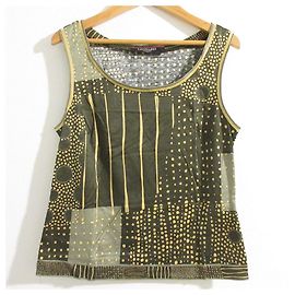 Autre Marque LEONARD Top sin mangas con estampado integral Verde Caqui