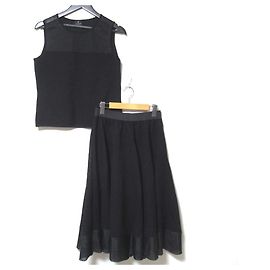 LANVIN KOLLEKTION Set Ärmellose Bluse Einfache Schwingrock Schwarz