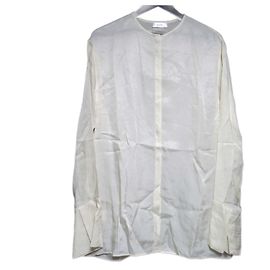 Autre Marque RUOHAN Long Sleeve Collarless Blouse Beige Cream