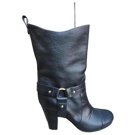 Botas curtas Chloé em couro preto Preto