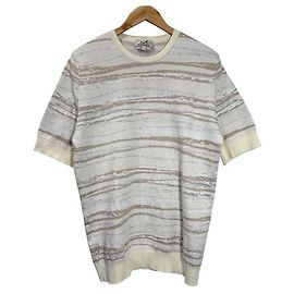 Top de punto XL de manga corta de Hermès Beige Crudo