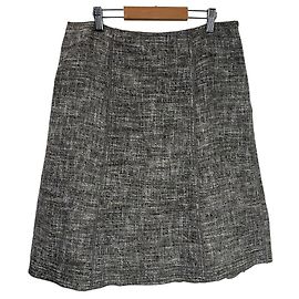 Louis Vuitton Linen Silk Blend Tweed Skirt Brown Beige