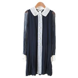 Chloé Chloe Langarm-Seidenkleid Blau Marineblau