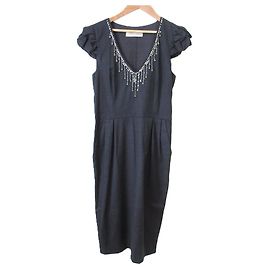Autre Marque Vestido de manga francesa Blumarine em lã stretch Marrom