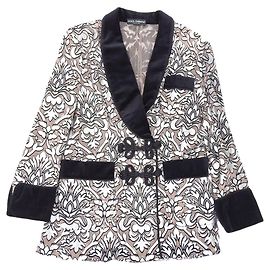 Dolce & Gabbana Chaqueta a medida de organdí botánico Dolce&Gabbana Negro Plata