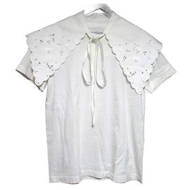 Autre Marque Camiseta de algodón con cuello bordado Patou Blanco