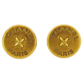Boucles d'oreilles en clip Chanel en plaqué or Doré