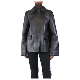 Totême Schwarze genarbte Lederjacke - Größe UK 6 Schwarz