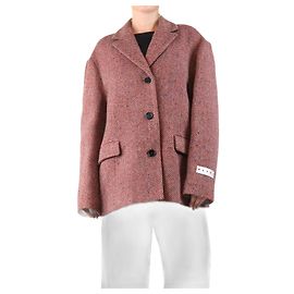 Marni Red Herringbone wool jacket - size UK 10 Red