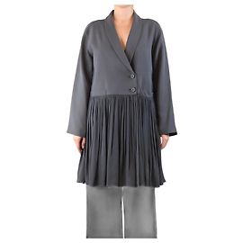 Autre Marque Dark grey pleated longline jacket - size M Grey