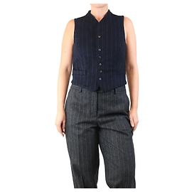 Autre Marque Navy blue wool pinstripe waistcoat - size UK 12 Grey Navy blue