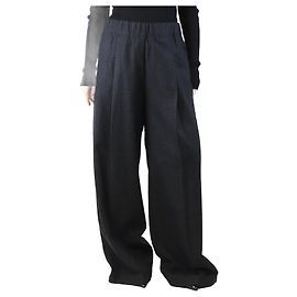 Dries Van Noten Dunkelgraue elastische Wollhose - Größe M Grau