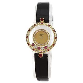 Montre Chopard Happy Diamonds en or jaune 18K avec rubis Autre