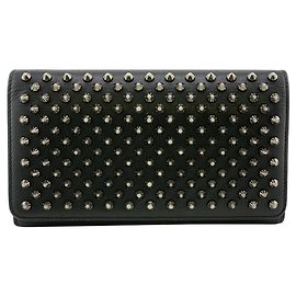 Cartera larga de cuero negro Christian Louboutin Negro