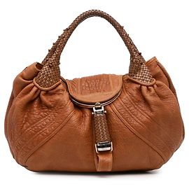 Fendi Brown Large Leather Spy Handbag Brown