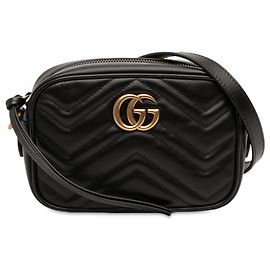 Gucci Mini GG Marmont de cuero acolchado negro Negro
