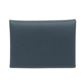 Hermès Calvi Duo Verso Kartenetui Marineblau Hellgrün