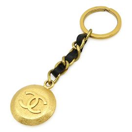 Portachiavi rotondo a catena Chanel Coco Mark CC Nero