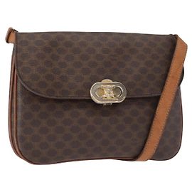 Céline Borsa a Spalla Celine Vintage Macadam in Tela Media Marrone