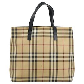 Burberry Nova Check Tote canvas check pattern Small Beige