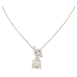 Hermès NEW HERMES NECKLACE PENDANT AMULETS KELLY BAG 925 SILVER BOX Silvery