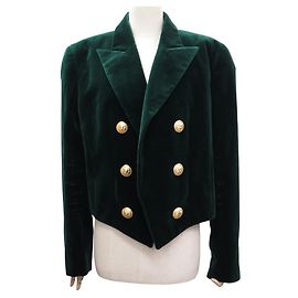 BLAZER BALMAIN DOPPIO PETTO TESTE DI LEONE VELLUTO XL 46 GIACCA Verde