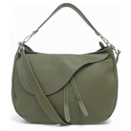 Dior-NEW DIOR SADDLE HOBO HAND BAG IN KHAKI GRAINED LEATHER WITH SHOULDER STRAP-Khaki