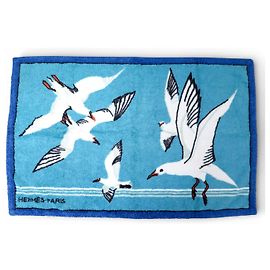 Hermès TOALLA DE PLAYA HERMES LES MOUETTES PM 100 CM AZUL Azul