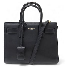 NEW SAINT LAURENT DE JOUR NANO 340778 BLACK LEATHER HANDBAG WITH SHOULDER STRAP Black