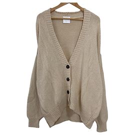 Autre Marque Cárdigan de punto de algodón y lino V-neck Florence de Twins Beige